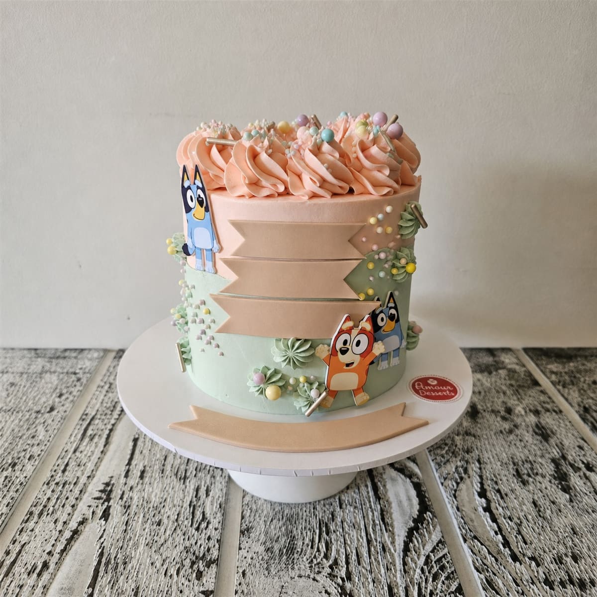 Blue children's themed birthday cake